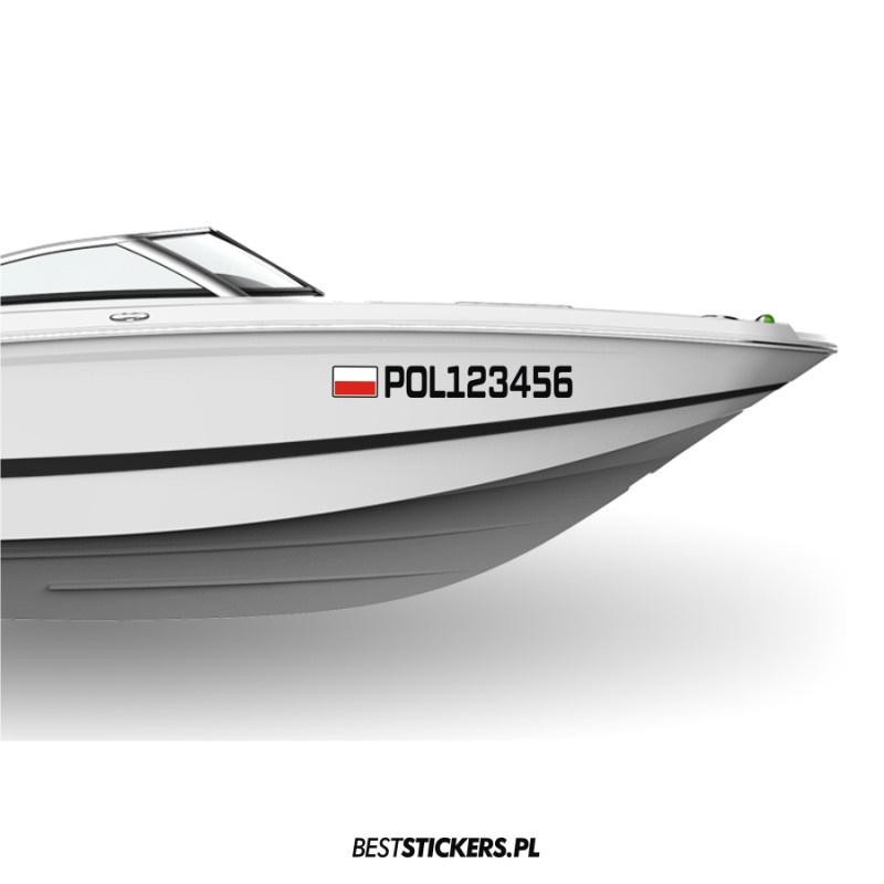 Flaga + Numer Rejestracyjny na Łódź, Motorówkę