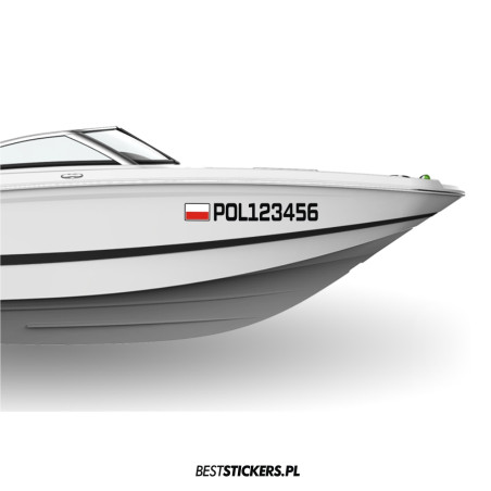 Flaga + Numer Rejestracyjny na Łódź, Motorówkę