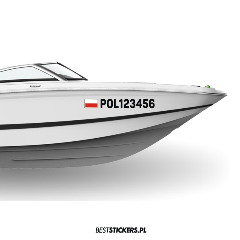 Flaga + Numer Rejestracyjny na Łódź, Motorówkę