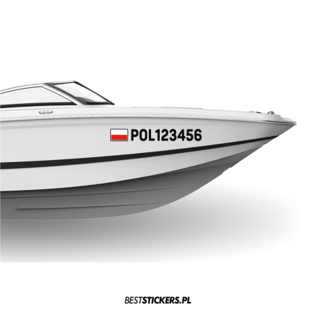 Flaga + Numer Rejestracyjny na Łódź, Motorówkę