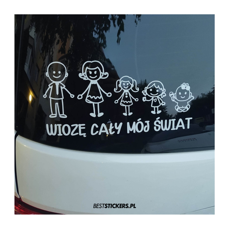 Rodzina Rodzinka Dzieci w Aucie na Zamówienie Wzory Wiozę Cały Mój Świat
